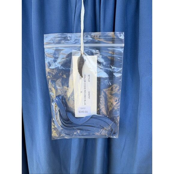 NWT Gold Hawk Blue Silk Jumpsuit With Belt Size Small $340 MSRP - Picture 3 of 5